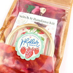 Keller Design Co DIY Customizable Strawberry Bandana Ice Dye Embroidery Kit