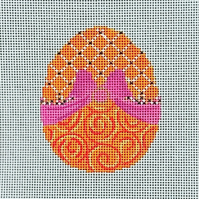 Kelly Clark Design L'Orange Ribbon Egg Needlepoint Canvas