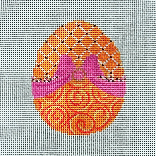 Kelly Clark Design L'Orange Ribbon Egg Needlepoint Canvas