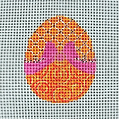 Kelly Clark Design L'Orange Ribbon Egg Needlepoint Canvas