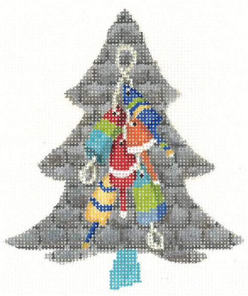 Kelly Clarke Designs Coastal Lobster Buoy Tree Needlepoint Canvas