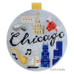 Kirk & Bradley Chicago Travel Round Needlepoint Canvas