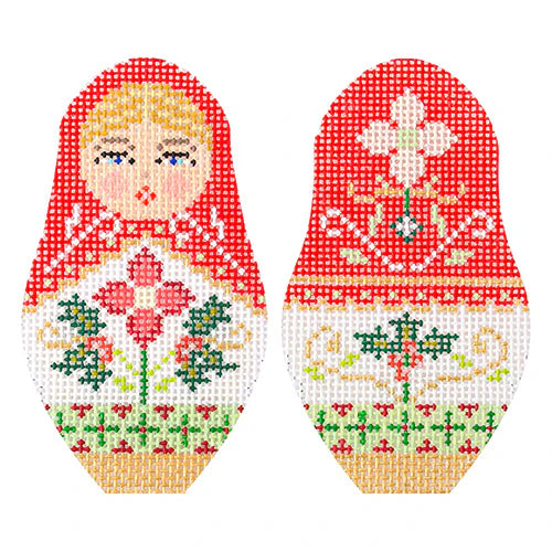 Kirk & Bradley Christmas Russian Doll Needlepoint Canvas - Small