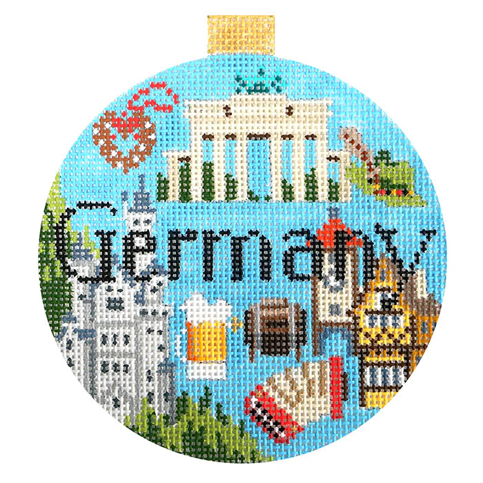 Kirk & Bradley Germany Travel Round Needlepoint Canvas