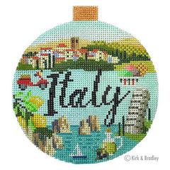 Kirk & Bradley Italy Travel Round Needlepoint Canvas