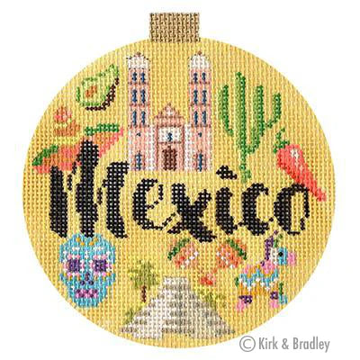 Kirk & Bradley Mexico Travel Round Needlepoint Canvas