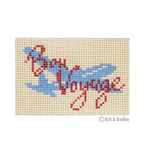 Kirk and Bradley Luggage Tag - Bon Voyage Plane Needlepoint Canvas