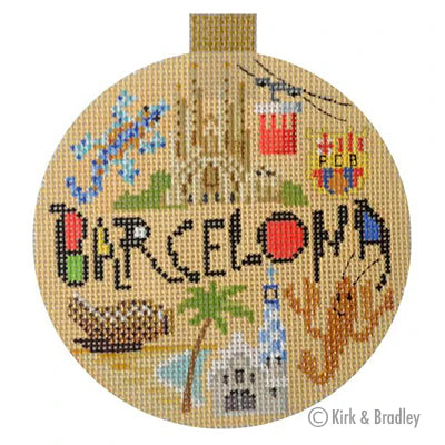 Kirk & Bradley Travel Round - Barcelona Needlepoint Canvas