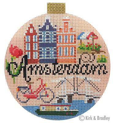 Kirk & Bradley Travel Round - Amsterdam Needlepoint Canvas