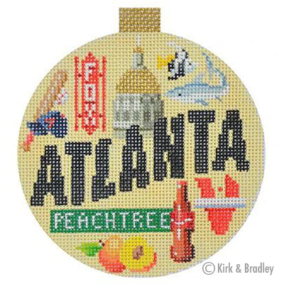 Kirk & Bradley Travel Round - Atlanta Needlepoint Canvas