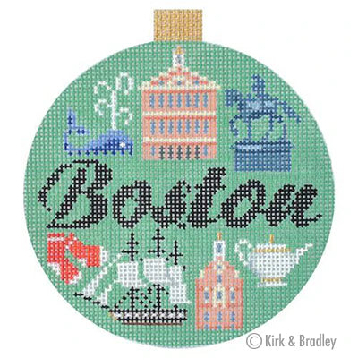 Kirk & Bradley Travel Round - Boston Needlepoint Canvas