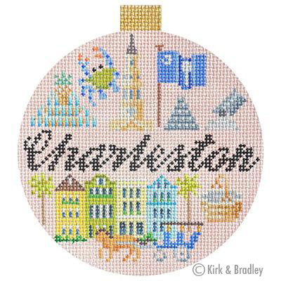 Kirk & Bradley Travel Round - Charleston Needlepoint Canvas