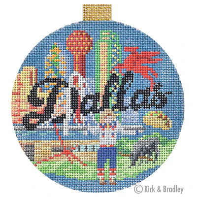 Kirk & Bradley Travel Round - Dallas Needlepoint Canvas