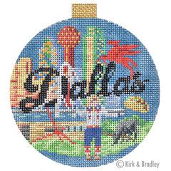 Kirk & Bradley Travel Round - Dallas Needlepoint Canvas