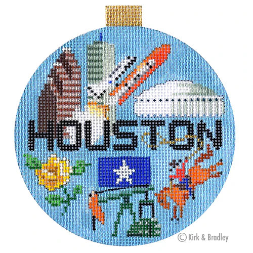 Kirk & Bradley Travel Round - Houston Needlepoint Canvas