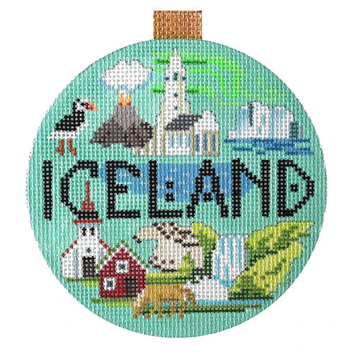 Kirk & Bradley Travel Round - Iceland Needlepoint Canvas