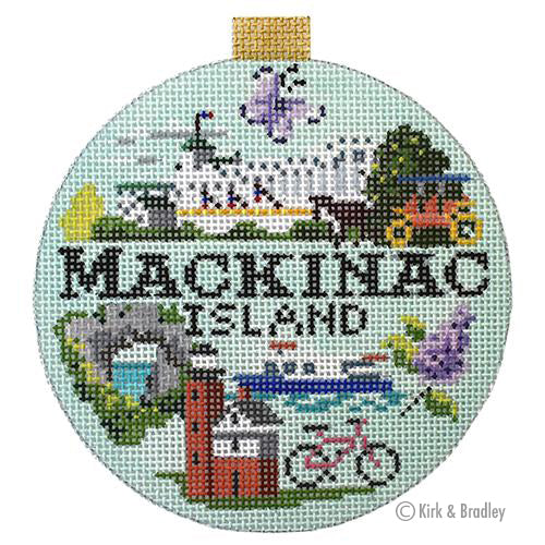 Kirk & Bradley Travel Round - Mackinac Island Needlepoint Canvas