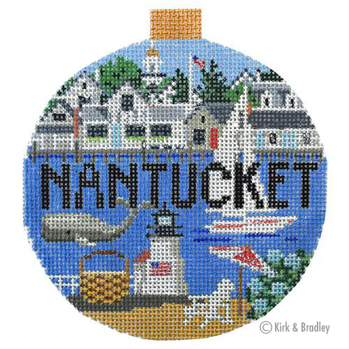 Kirk & Bradley Travel Round - Nantucket Needlepoint Canvas