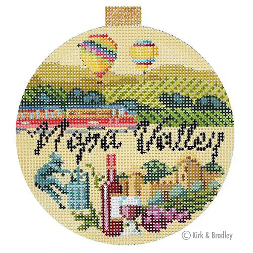Kirk & Bradley Travel Round - Napa Valley Needlepoint Canvas
