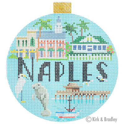 Kirk & Bradley Travel Round - Naples Needlepoint Canvas