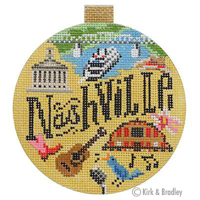 Kirk & Bradley Travel Round - Nashville Needlepoint Canvas