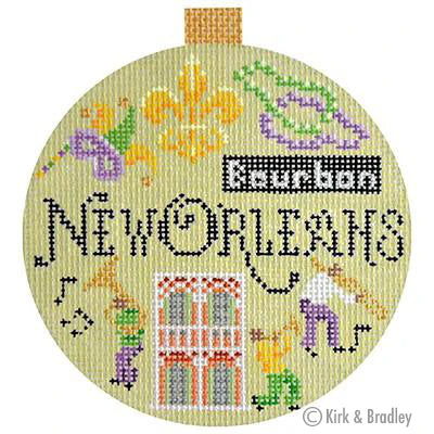 Kirk & Bradley Travel Round - New Orleans Needlepoint Canvas