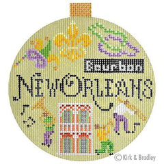 Kirk & Bradley Travel Round - New Orleans Needlepoint Canvas