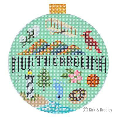 Kirk & Bradley Travel Round - North Carolina Needlepoint Canvas