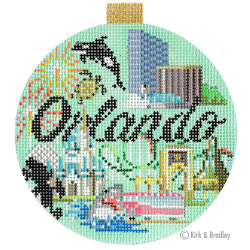 Kirk & Bradley Travel Round - Orlando Needlepoint Canvas