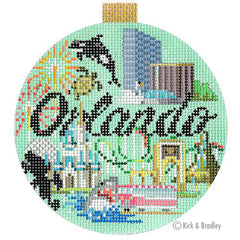 Kirk & Bradley Travel Round - Orlando Needlepoint Canvas