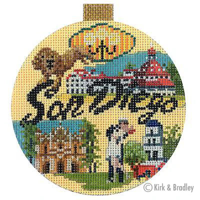 Kirk & Bradley Travel Round - San Diego Needlepoint Canvas