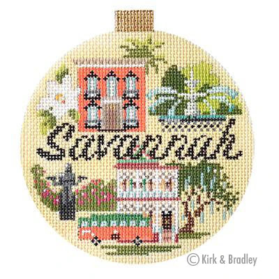 Kirk & Bradley Travel Round - Savannah Needlepoint Canvas