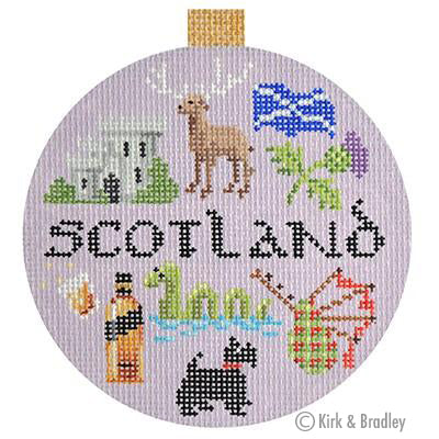 Kirk & Bradley Scotland Travel Round Needlepoint Canvas