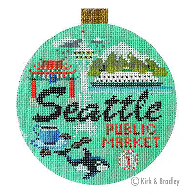 Kirk & Bradley Travel Round - Seattle Needlepoint Canvas