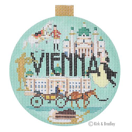 Kirk & Bradley Travel Round - Vienna Needlepoint Canvas