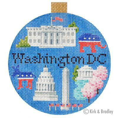 Kirk & Bradley Travel Round - Washington DC Needlepoint Canvas