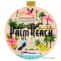 Kirk & Bradley Palm Beach Travel Round Needlepoint Canvas