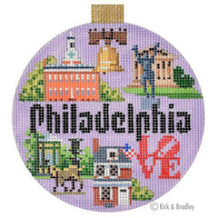 Kirk & Bradley Philadelphia Travel Round Needlepoint Canvas