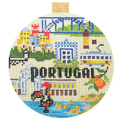 Kirk & Bradley Portugal Travel Round Needlepoint Canvas