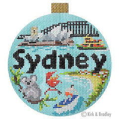 Kirk & Bradley Sydney Travel Round Needlepoint Canvas