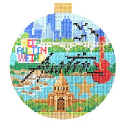 Kirk & Bradley Travel Round - Austin Needlepoint Canvas