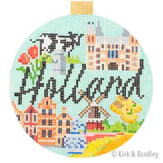 Kirk & Bradley Travel Round - Holland Needlepoint Canvas
