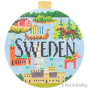 Kirk & Bradley Travel Round - Sweden Needlepoint Canvas