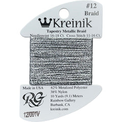 Rainbow Gallery Kreinik Braid #12 - 001V Vintage Silver