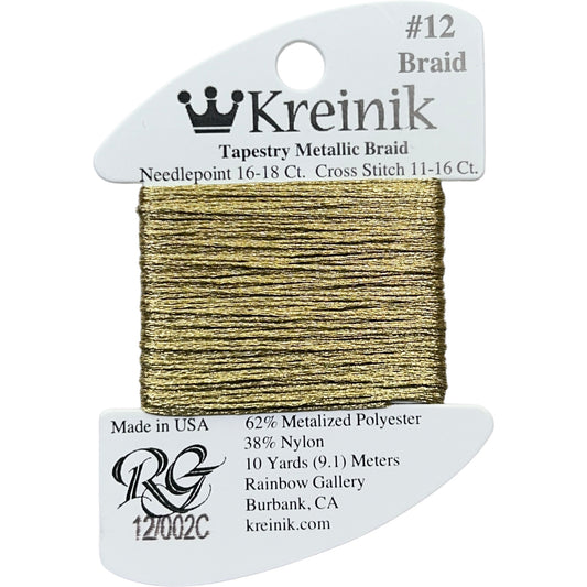 Rainbow Gallery Kreinik Braid #12 - 002C Gold Cord