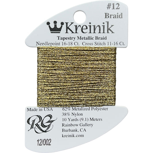 Rainbow Gallery Kreinik Braid #12 - 002 Gold
