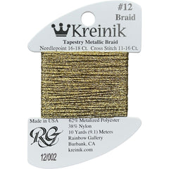 Rainbow Gallery Kreinik Braid #12 - 002 Gold