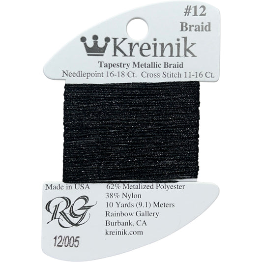 Rainbow Gallery Kreinik Braid #12 - 005 Black