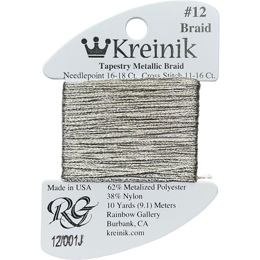 Rainbow Gallery Kreinik Braid #12 - 001J Japan Silver