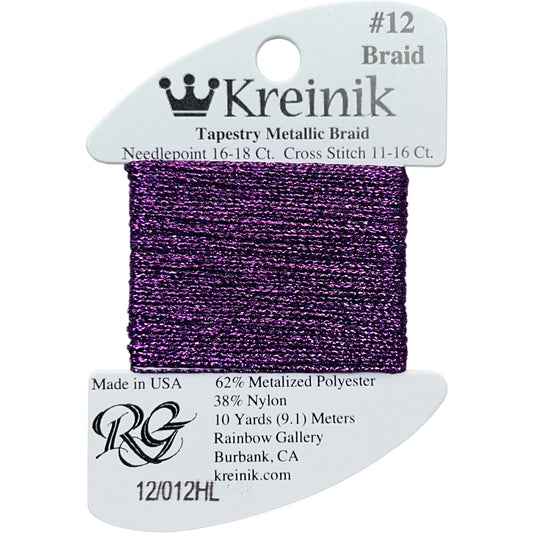 Rainbow Gallery Kreinik Braid #12 - 012HL Purple High Lustre
